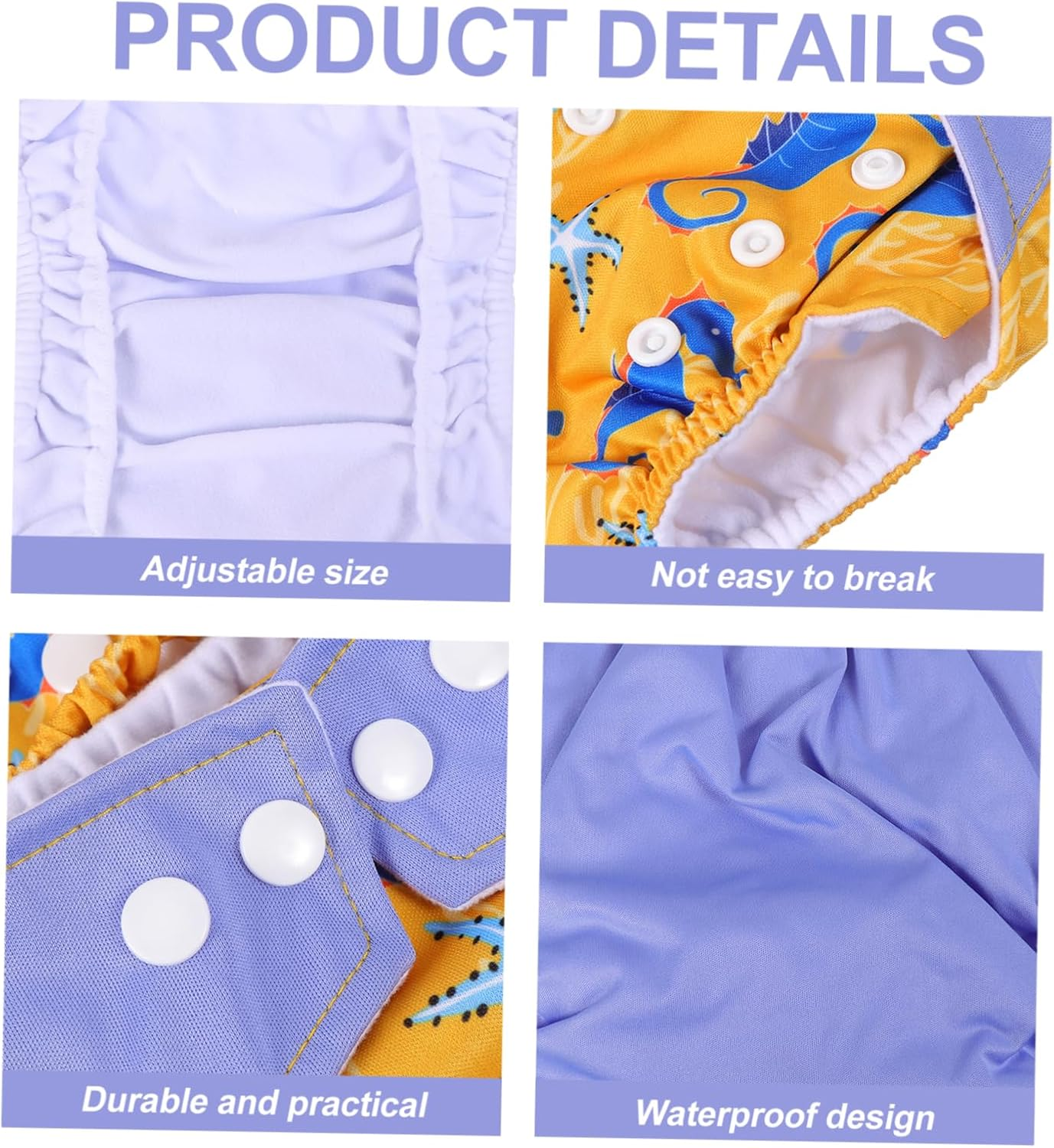 3Pcs Digital Printing Unisex Cloth Diapers Washable Pocket Nappies for Boys Girls image number 3