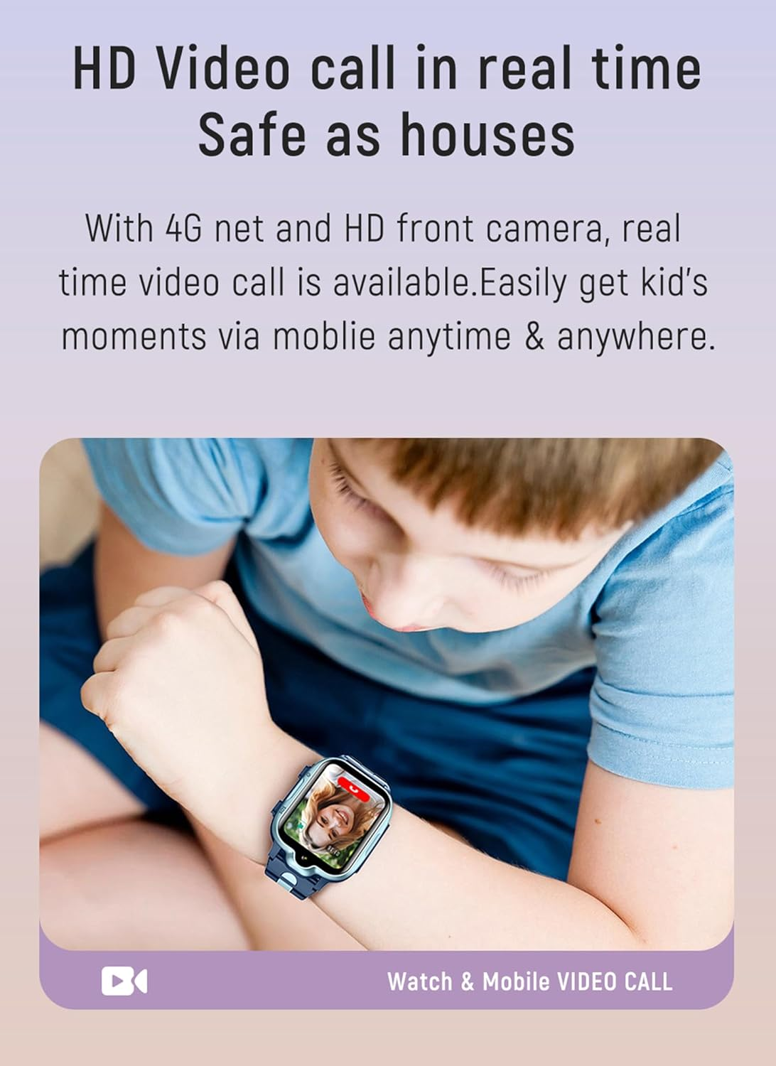 Kids 4G GPS Whatsapp Smart Watch Phone with Real-Time Tracker Waterproof Smartwatch Video Call Camera SOS Geo-Fence Touch Screen Pedometer Anti-Lost Tiktok for 3-15 Boys Girls Global Phone Watch - Black image number 3