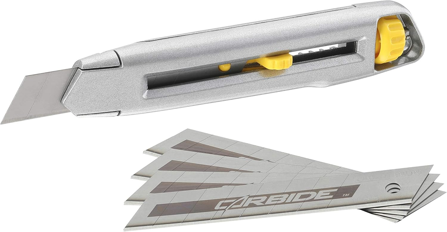 Stanley 7-10-018 Snap off Knife "Interlock" with 5 Carbide Blades, Black/Yellow image number 6