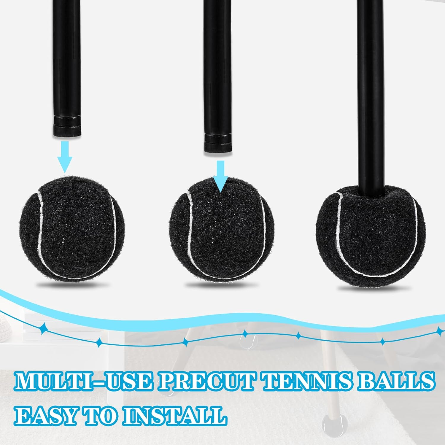 20 Pcs Precut Tennis Balls for Chairs, Non-Slip Tennis Balls for Furniture Legs, Tennis Ball Chairs Foot Covers Floor Protection Precut Tennis Balls for Furniture Legs and Floor Protection (Black) image number 3