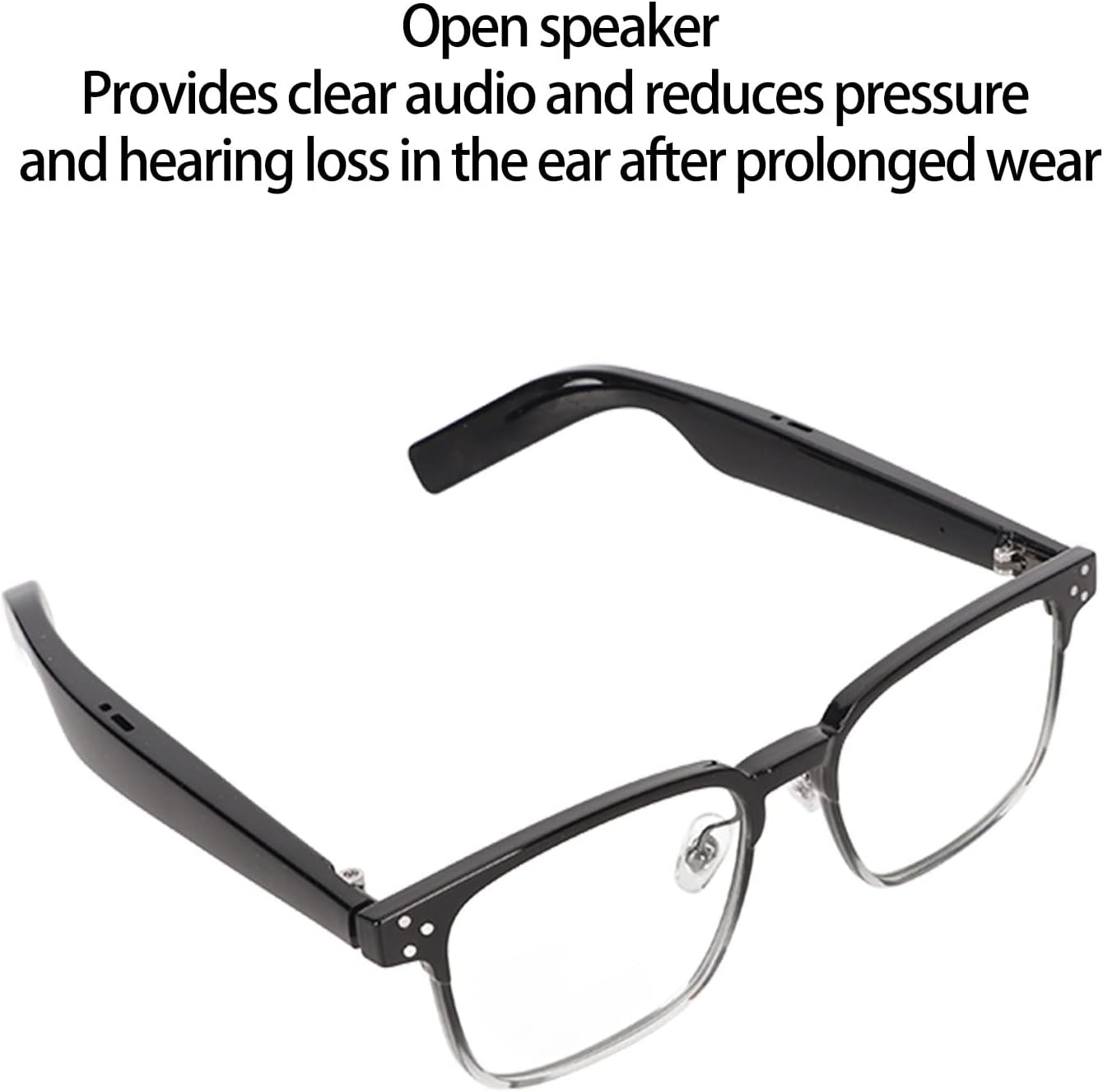 ASHATA Smart Glasses, Wireless, IPX4 Waterproof, Noise Reduction, Listen to Music and Calls, BT Open Ear Smart Glasses with anti Blue Lens and Stereo Speakers (Black Progressive) image number 3