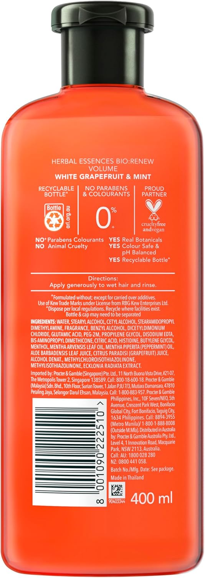 Herbal Essences Bio, Renew Whitegrapefruit and Mint Volumising Conditioner for Fine Hair 400Ml image number 6