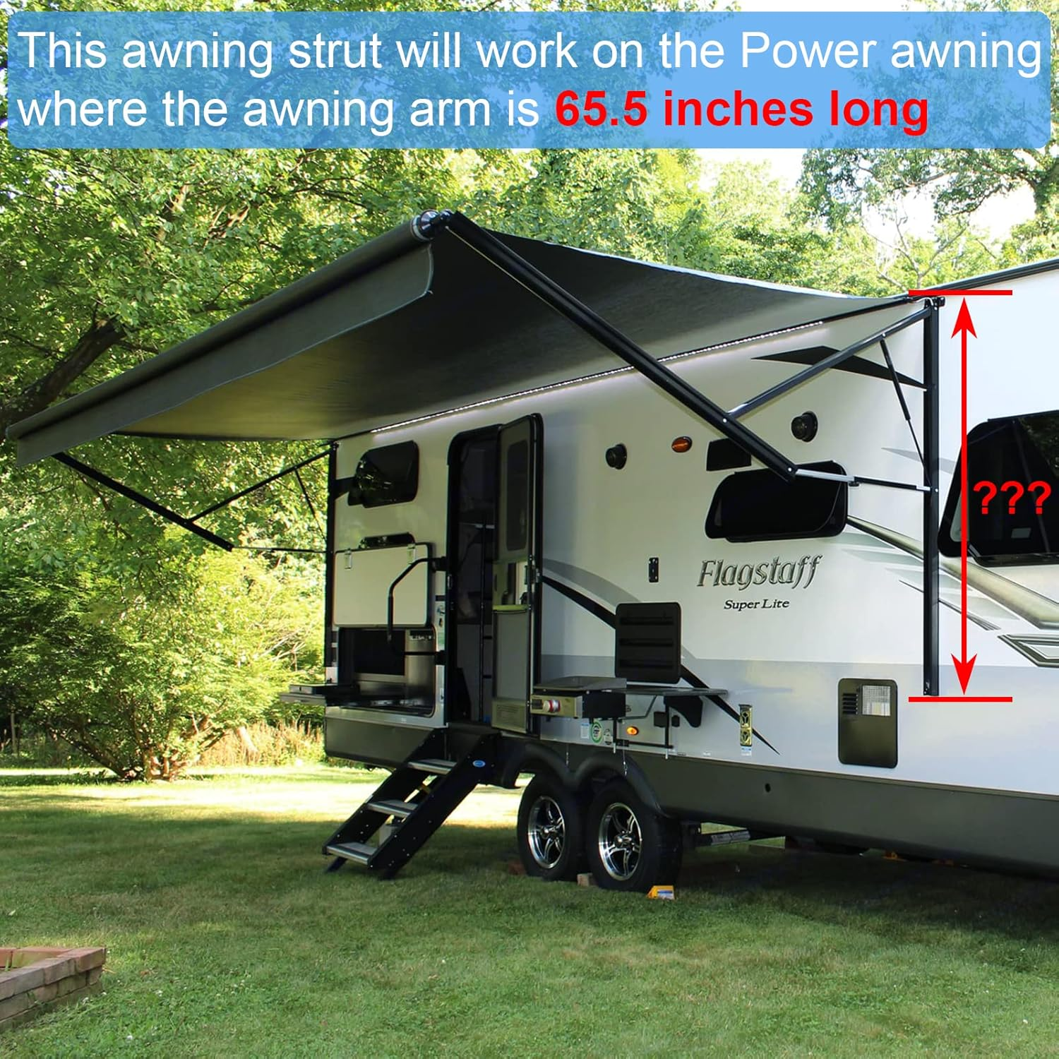 28Inch RV Awning Struts Lift Support Spring Shocks for Camper,2Pcs 150Lb 28.74" 3108392.139 RV Awning Gas Strut 3310555.010 Compatible with Domtic Weather Pro image number 1