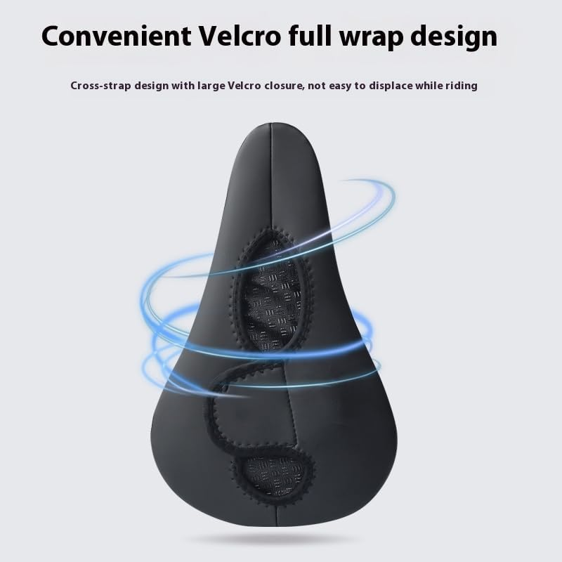 Bike Seat Cushion - Gel Padded Bike Seat Cover for Men & Women Comfort, Adjustable Velco Secure Bicycle Cushion, Upgraded Installation Fit with Peloton, Indoor & Outdoor Bicycle Saddle - Black image number 2