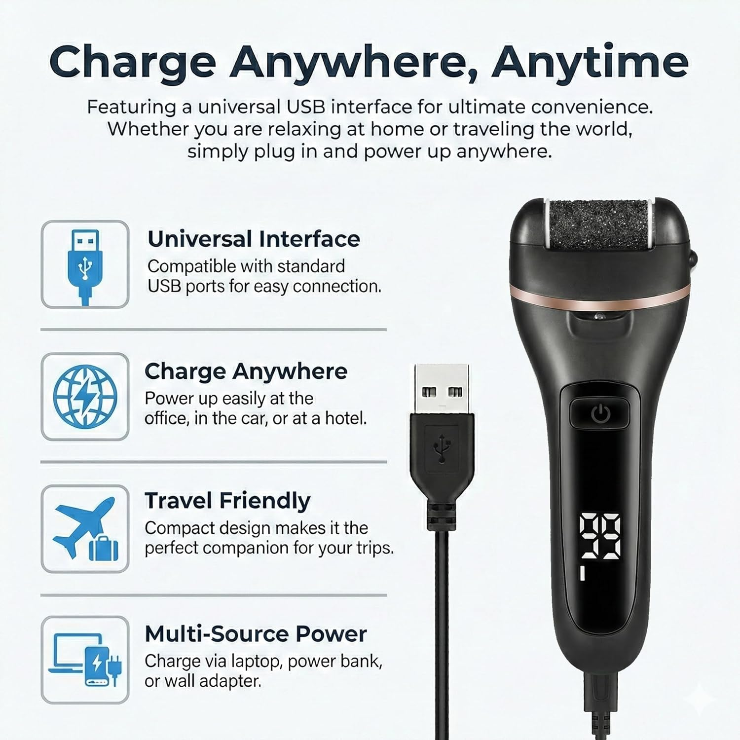 Quantum Lux Premium Electric Foot Callus Remover Kit 18 Pieces for Feet Foot Filer Dead Skin Remover for Feet Callous Remover Tool Electric Pedicure Foot File Kit Luxurious (Black)