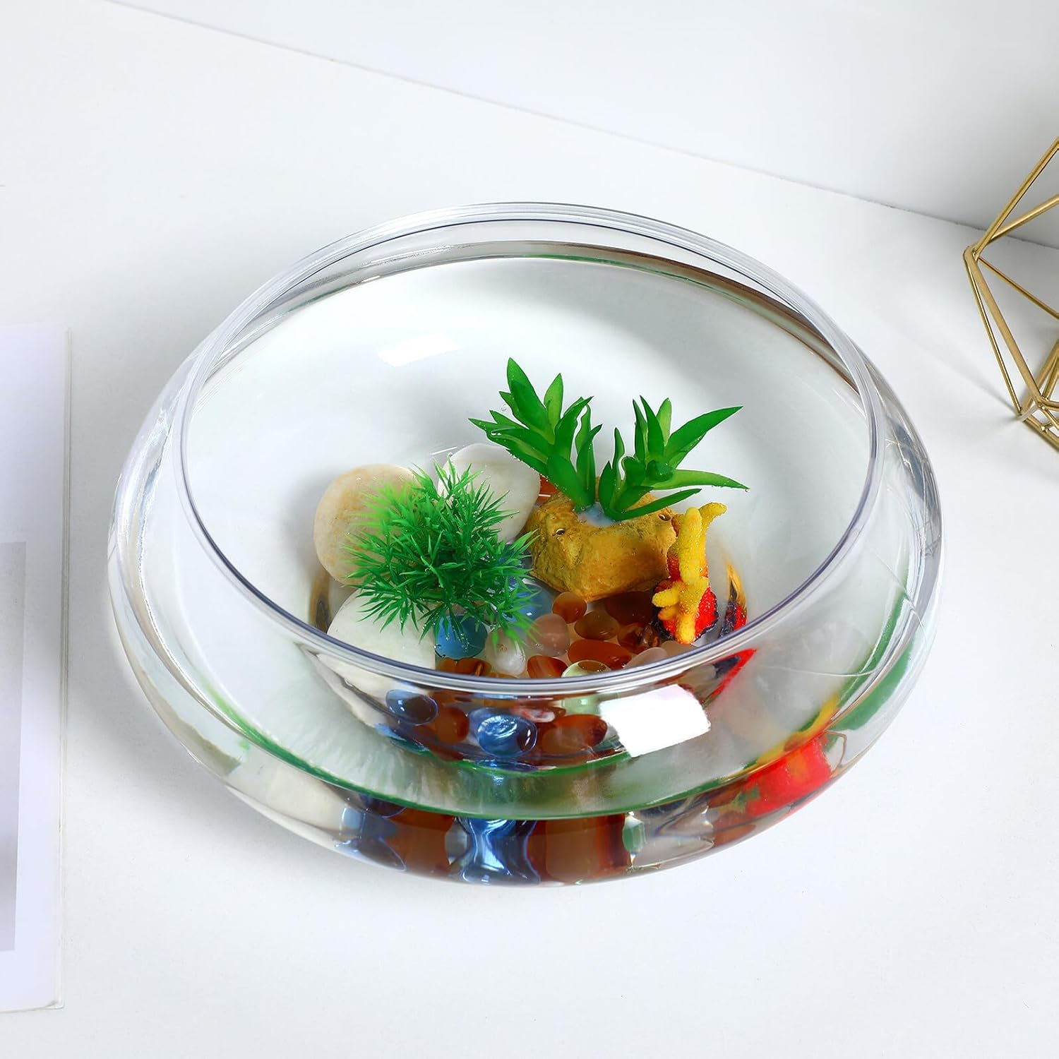 GALPADA Desktop Plastic Goldfish Tank for Home Decor Decorative Fish Bowl for Plants Aquatic Pets for Friends Family image number 5