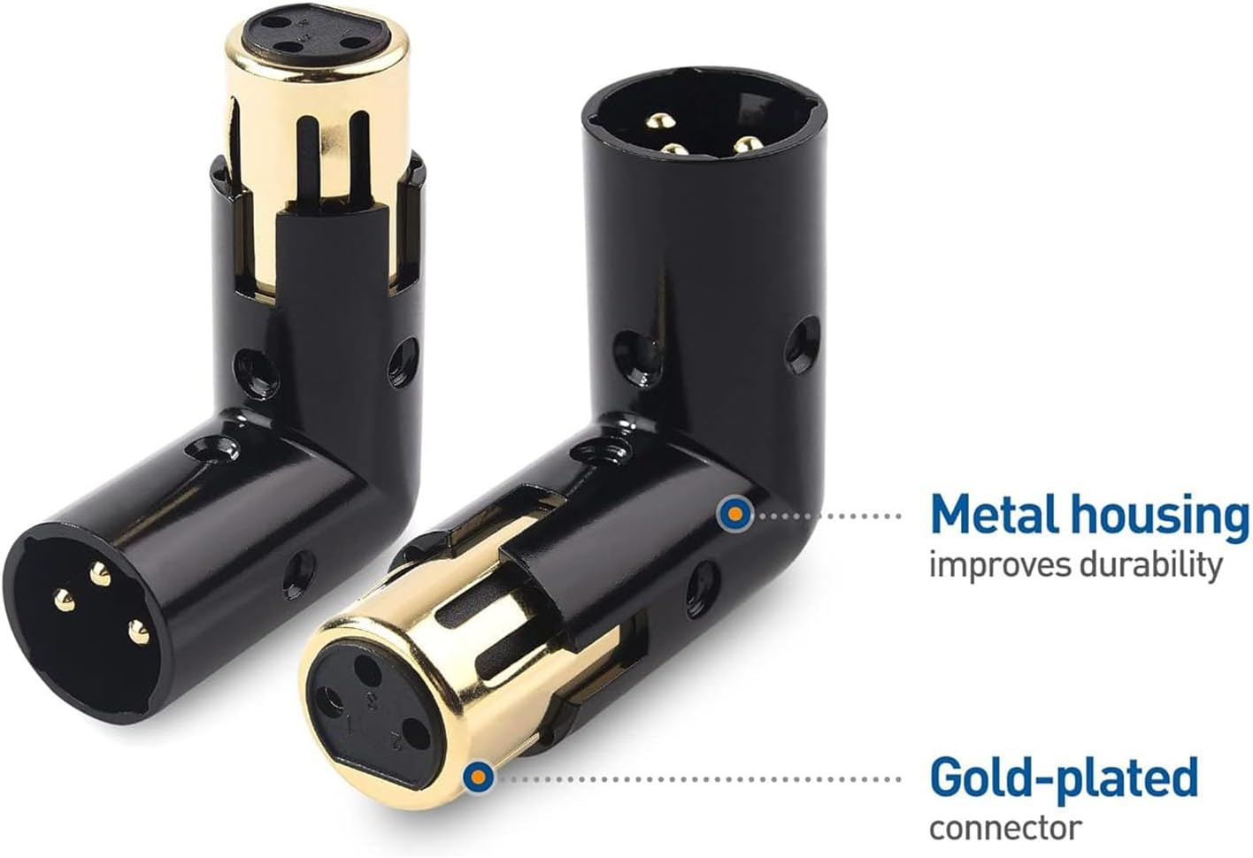 Domoi 2PCS Audio Adapter Plug Adjustable Male to Female Right Angle XLR Microphone Cable Adapter (XLR 90 Degree Adapter), Black, 500439321 image number 5