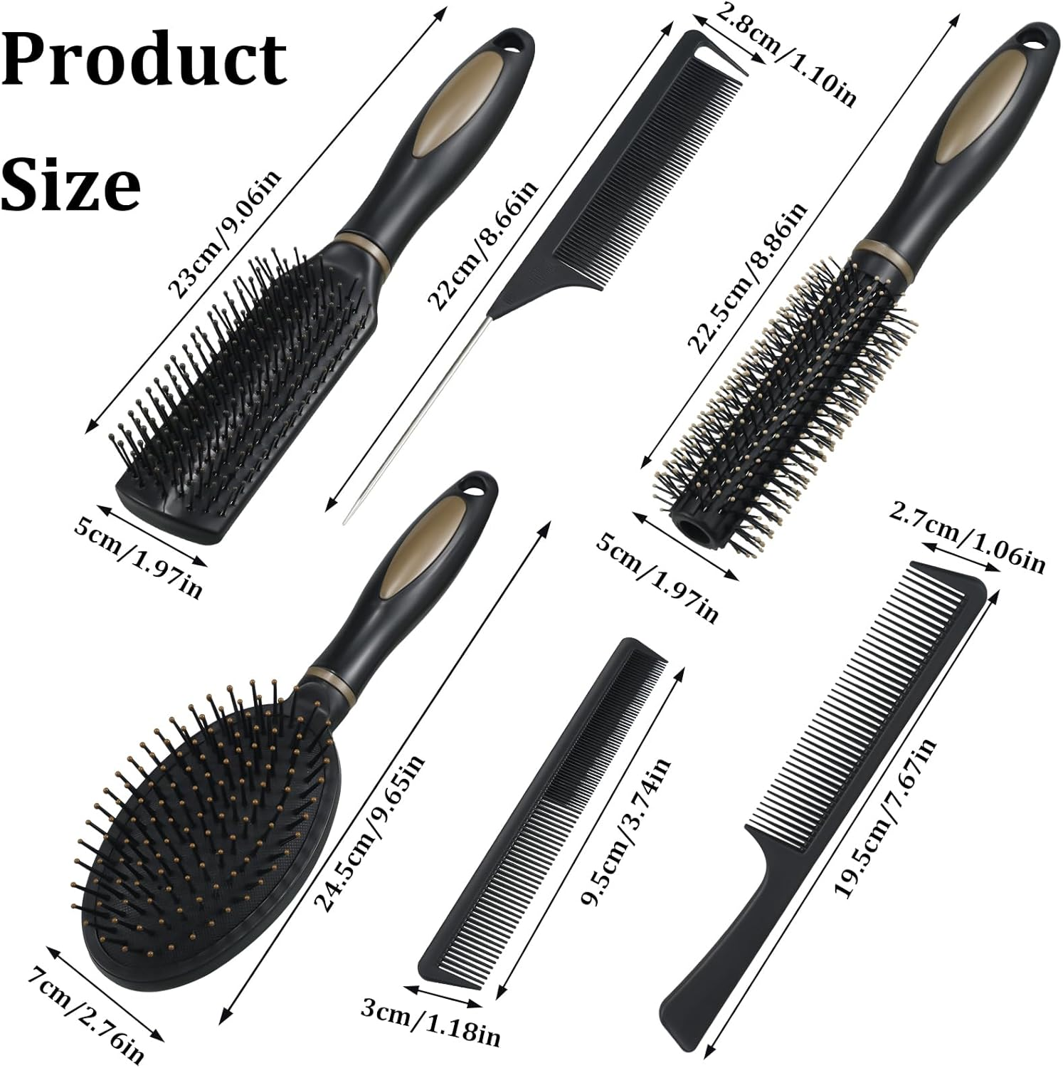 6 Piece Hair Brush Set, Massage Combs Multiple Styles Brush Hair for Women Men Home Use Travel image number 1