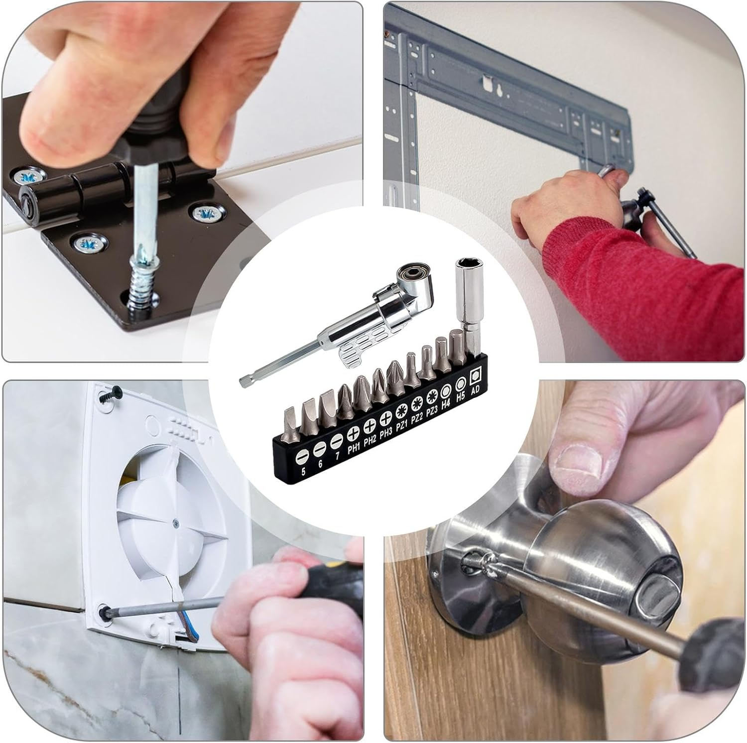 Acunny Right Angle Drill, 90 Degree Drill Accessory - 105&deg; Square Drill Bit Set Right Angle Screwdriver Set | Drill Accessories Power Tools Multifunctional Drill Set For