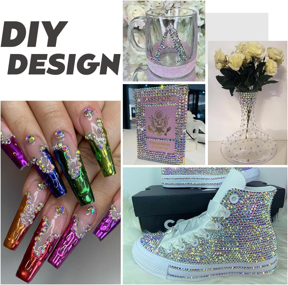 SS16 4Mm Rhinestones Nail Crystals AB Nail Art Rhinestones round Flatback Glass Gems Stones Beads for Nails Decoration Crafts Eye Makeup Clothes Shoes Vases Pack of 1440 Pieces image number 4