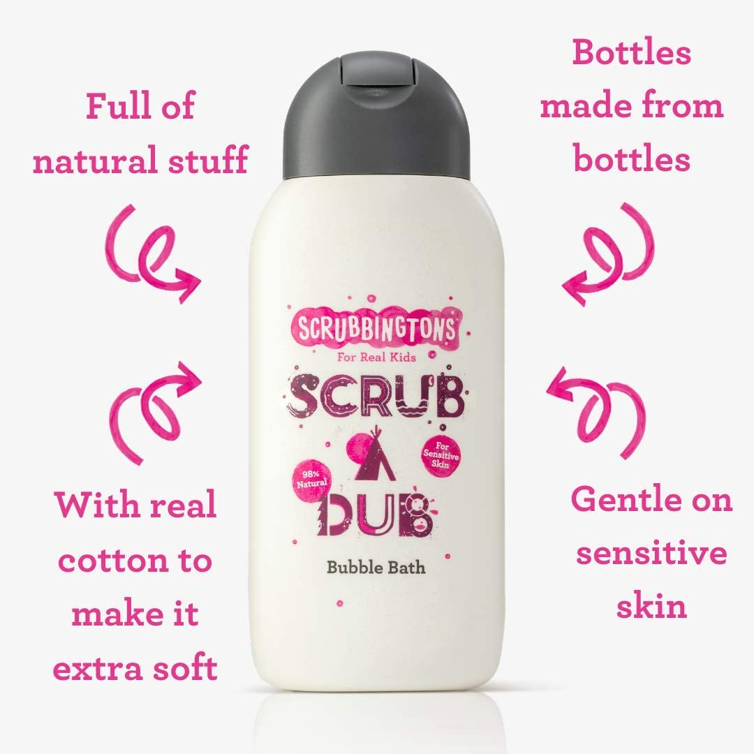 Scrubbingtons Scrub a Dub Cotton Soft Bubble Bath for Kids Cotton Extract & Aloe Vera for Sensitive Skin 1 X 250Ml image number 1