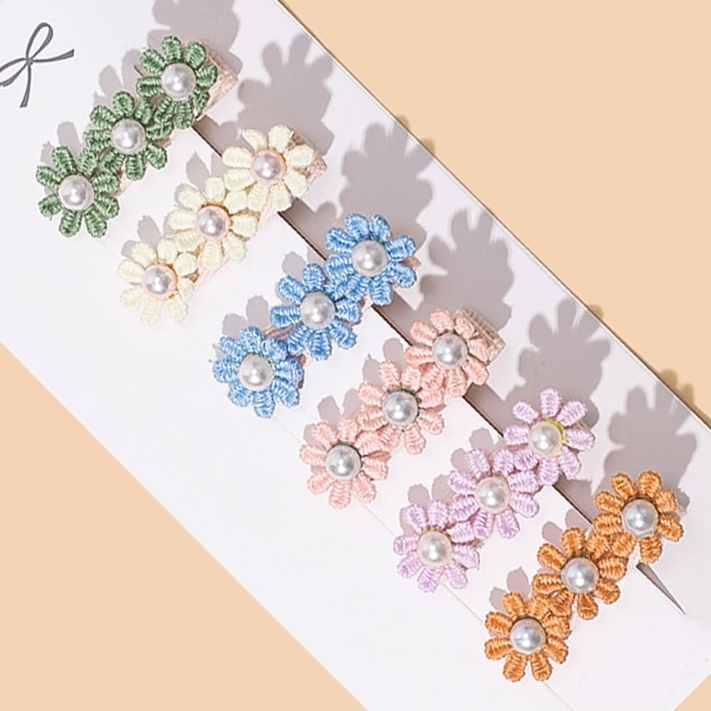 Taicols Knitted Hairpins Baby Hair Clips, 12 Pcs Plush Baby Flower Hairpins Girls Hair Clips Toddler Barrettes Fully Lined Alligator Clips Baby Girl Hair Clips for Girls Toddler Kids Children(Style 4)