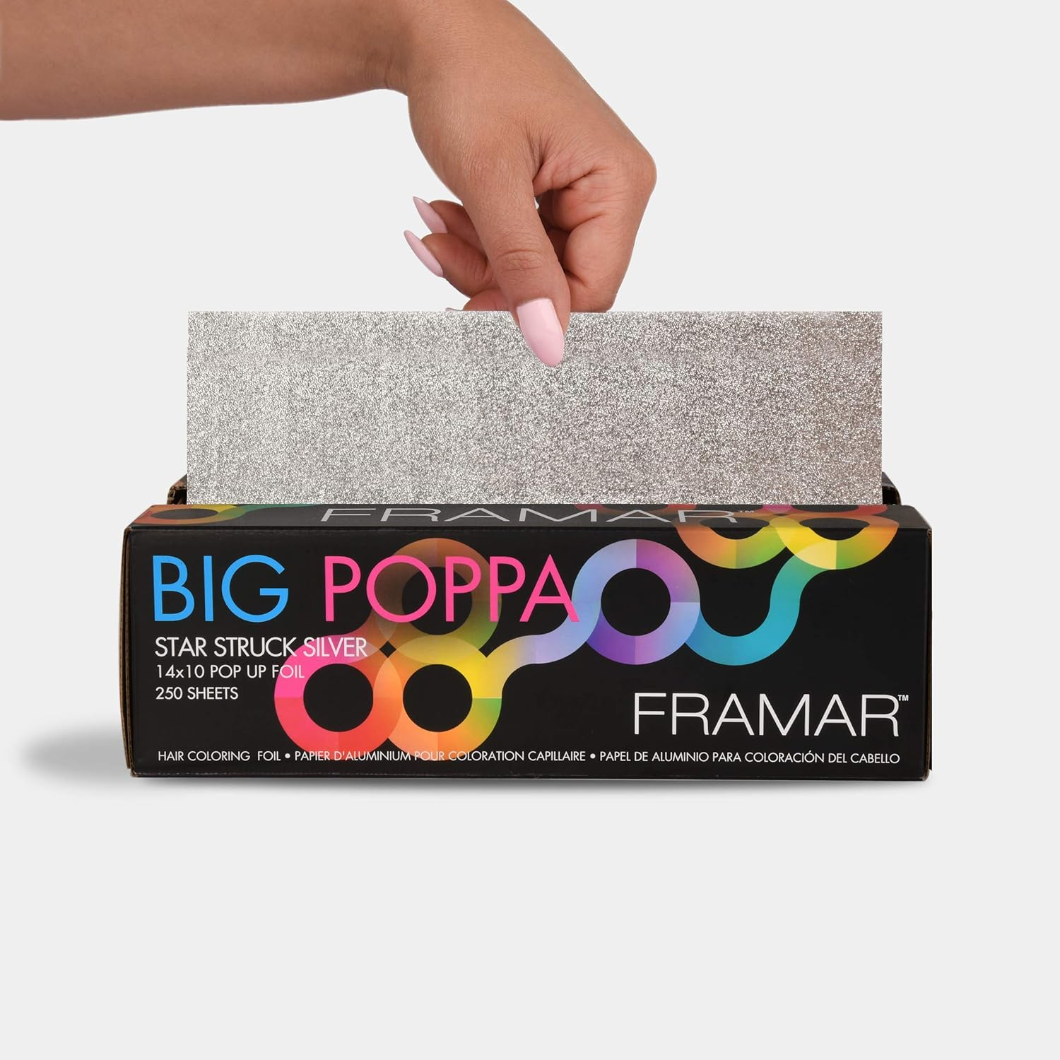 Framar Big Poppa Star Struck Silver Pop up Hair Foil, Aluminum Foil Sheets, Hair Foils for Highlighting - 250 Foil Sheets 10X14 Inches - Checkered image number 3