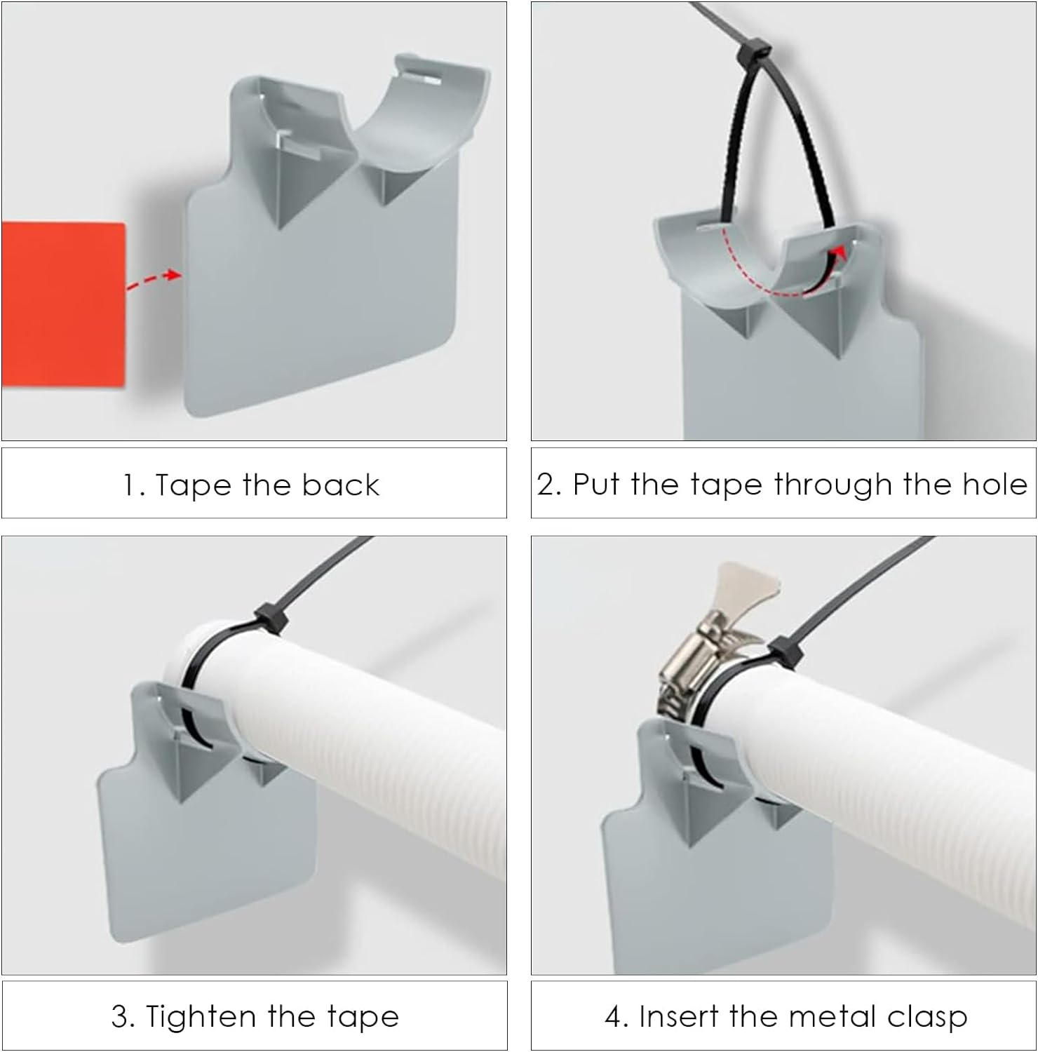 Adorila 3 Pack Swimming Pool Pipe Holders, Pool Hoses for above Ground Pools, Swimming Pool Hose Support with 3 Tapes, 6 Cable Ties & 3 Stainless Steel Hose Clamps (Grey) image number 5