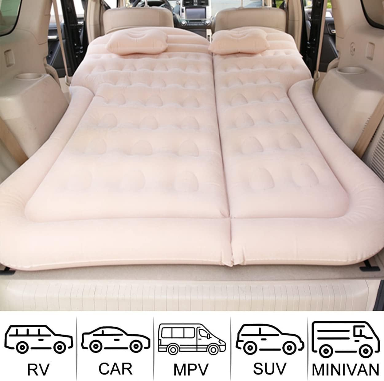 SUV Air Mattress Camping Bed Cushion Pillow - Inflatable Thickened Car Air Bed with Electric Air Pump Flocking Surface Portable Sleeping Pad for Travel Camping Upgraded Version image number 6