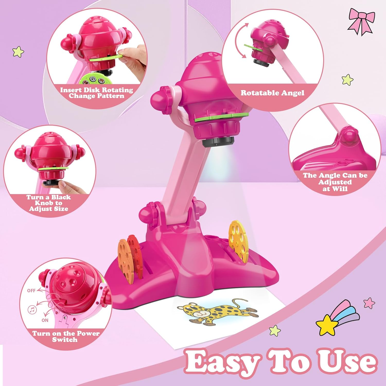 Hoarosall Drawing Projector for Kids, Art and Craft Kit, Toys for Girls Aged 3+, Drawing Supplies, Including Colored Pencils, Crayons, Coloring Books,For 3+ Year Old Girls (Rose Red)