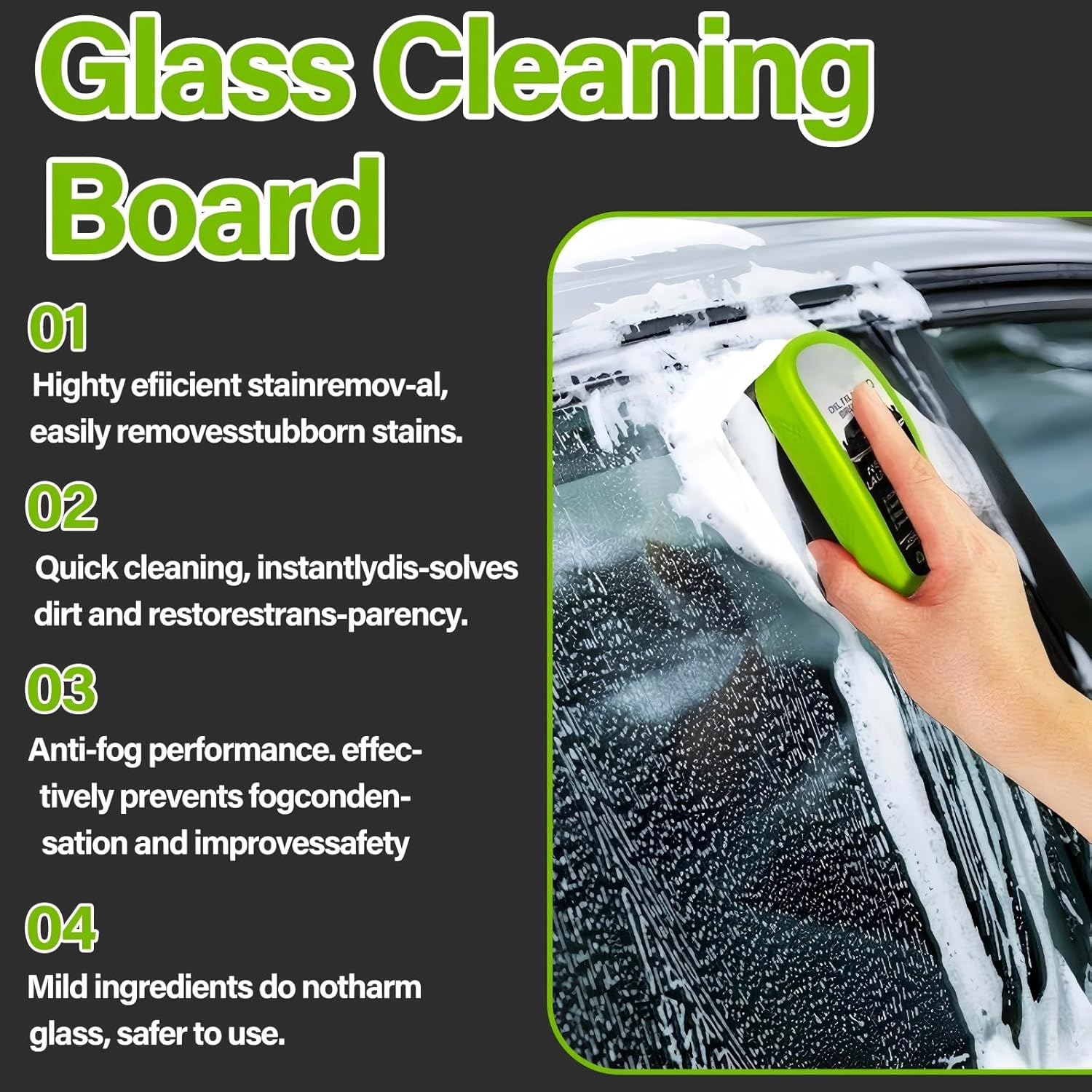 2025 New Automotive Oil Film Cleaning Brush, Powerful Glass Cleaning Board, Oil Film Cleaner for Window Remove Dirt Improve Clarity & Visibility, for Windshield, Universal Glass Wipe Board (1PCS) image number 6