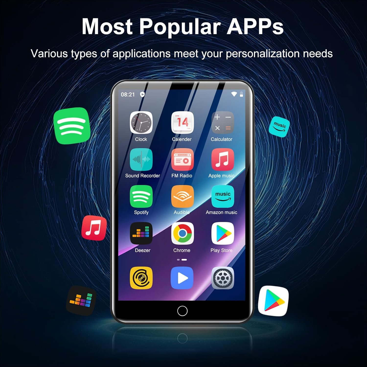 144GB MP3 Player with Bluetooth and Wifi, ZAQE 4" HD Full Touch Screen MP3 Player with Spotify, Amazon Music,Youtube,Pandora,Libby,Android MP4 Music Player for Kids (Black) image number 3