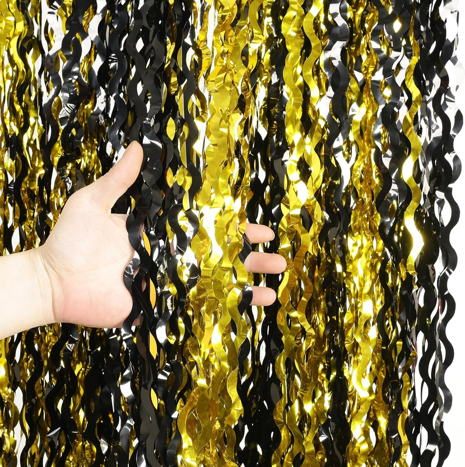 4 Pack White Door Streamers Foil Backdrop - 3.3X6.6Ft Metallic Tinsel Foil Fringe Curtains Photo Booth Backdrop for Party Decoration
