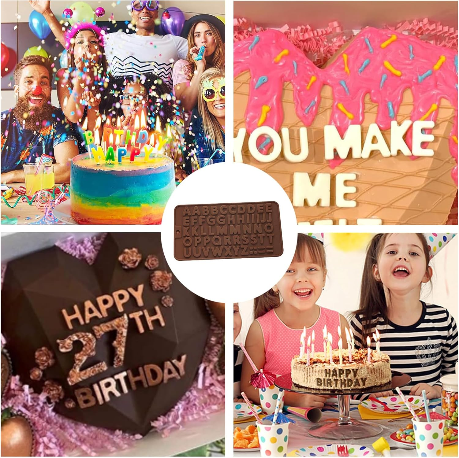 2 Pack Silicone Alphabets & Numbers Chocolate Molds - Food-Grade Non-Stick Baking Molds for DIY Chocolates, Fondant, Candies, Cake Decorating with Symbols image number 2