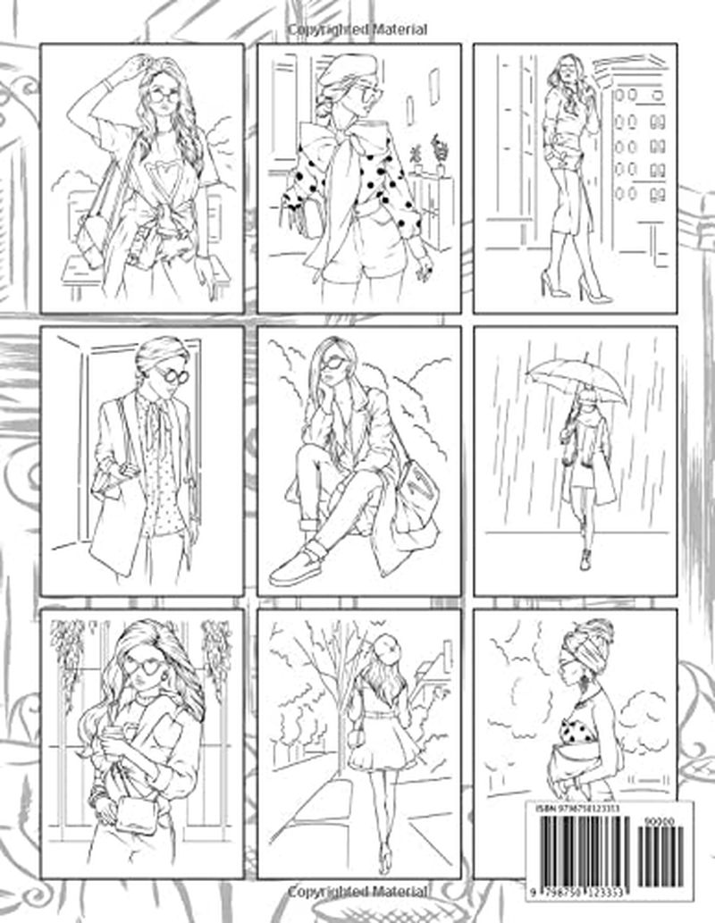 Fashion Coloring Book: 50 Stylish Outfits to Color for Adult Women and Teen Girls image number 1