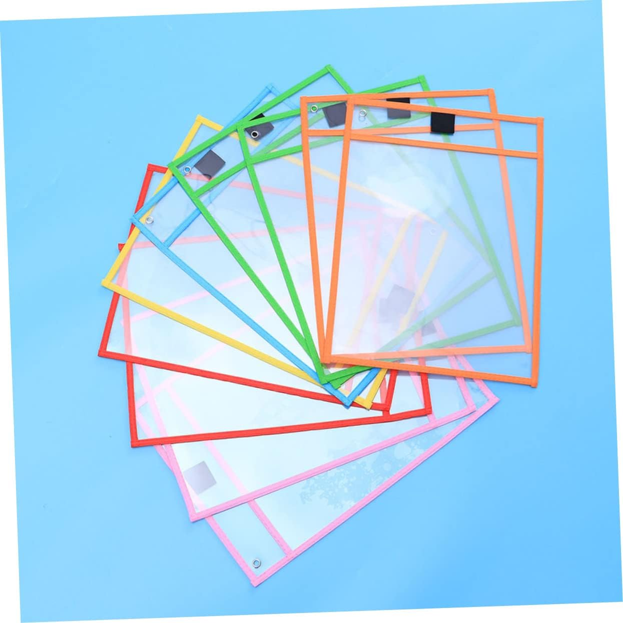 GETAJGHSD 12Pcs Reusable Dry Erase Pockets for School Office Write and Wipe Pockets Pen Case for Arts Crafts Supplies and Desk Accessories Storage Random Color image number 6