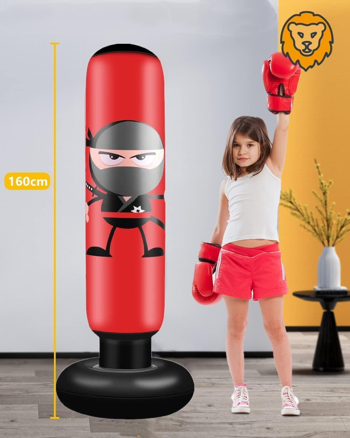 Inflatable Punching Bag,160Cm Inflatable Kids Punching Bag Karate Gifts for Boys and Girls, Boxing Bag for Immediate Bounce Back for Practicing Karate, Taekwondo, and to Relieve Pent up Energy image number 1