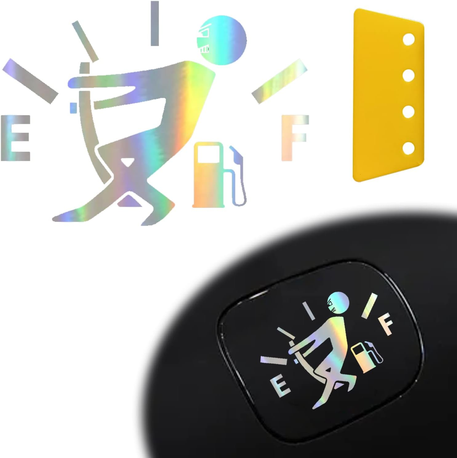 Funny Car Stickers, High Gas Consumption Decal, Woman Adjusting Fuel Gauge Empty Stickers, Waterproof Fuel Gage Stickers for Cars, Motorcycles, Trucks, Universal Car Decals((1 Pcs- Black)