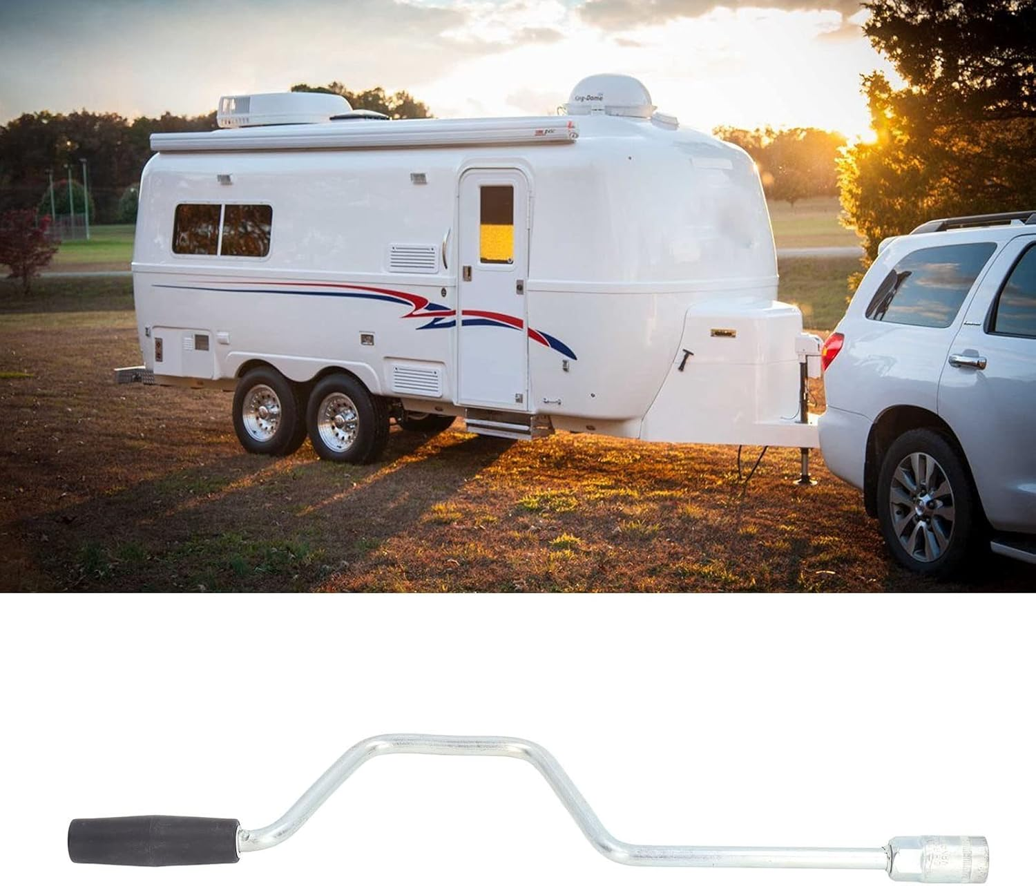 Trailer Winding Handle, Leg Winder, Rustproof Galvanized Iron Stand Speed Brace for RV, Long Service Time for RV, Trailer, Caravan Bracket Leg Adjustment image number 5