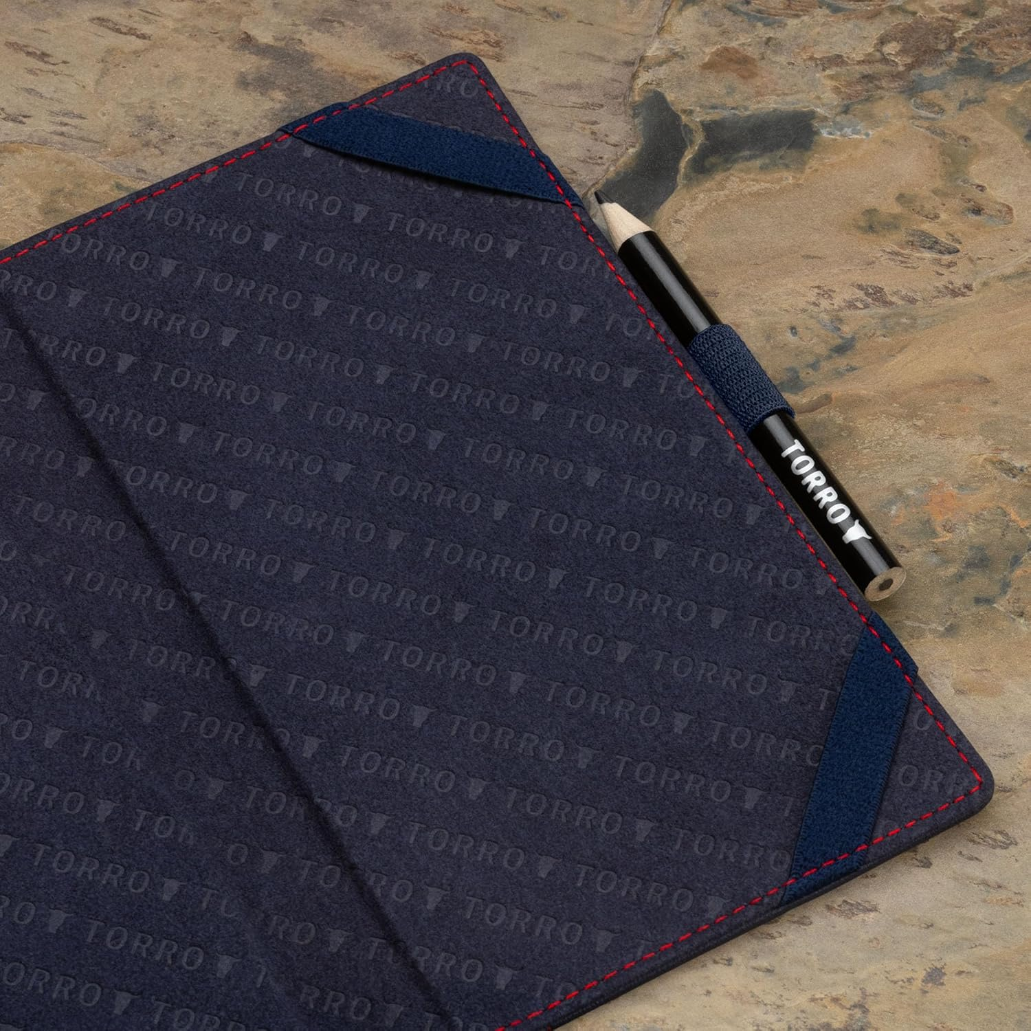 TORRO Regular Golf Scorecard Holder &ndash; Genuine Leather Golf Score Card Wallet with Card Slot and Pencil Loop (Navy Blue)