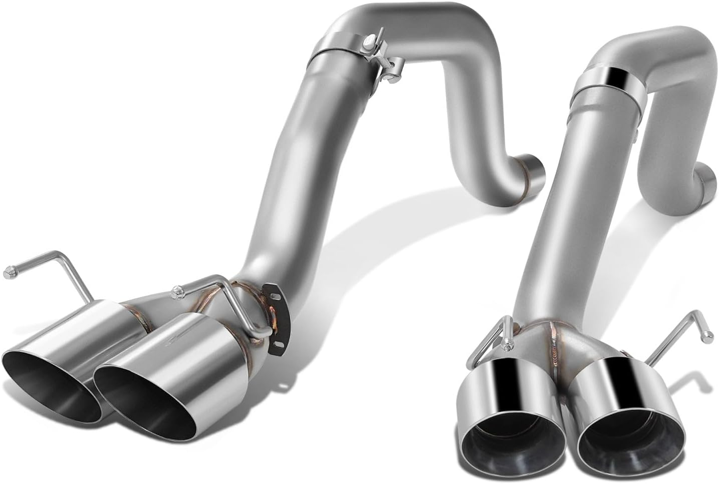 DNA MOTORING Axle-Back Exhaust System Compatible with 05-08 Chevy Corvette 6.0L 6.2L,Round Diagonal Rolled Muffler Tip,2.5" Inlet/3" Outlet, Aluminized Piping/Polished Tips CBE-MU-CCORVO5-60L image number 2
