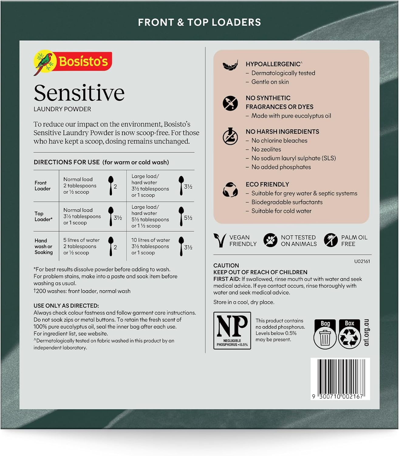 Bosisto'S Sensitive Laundry Powder 6Kg