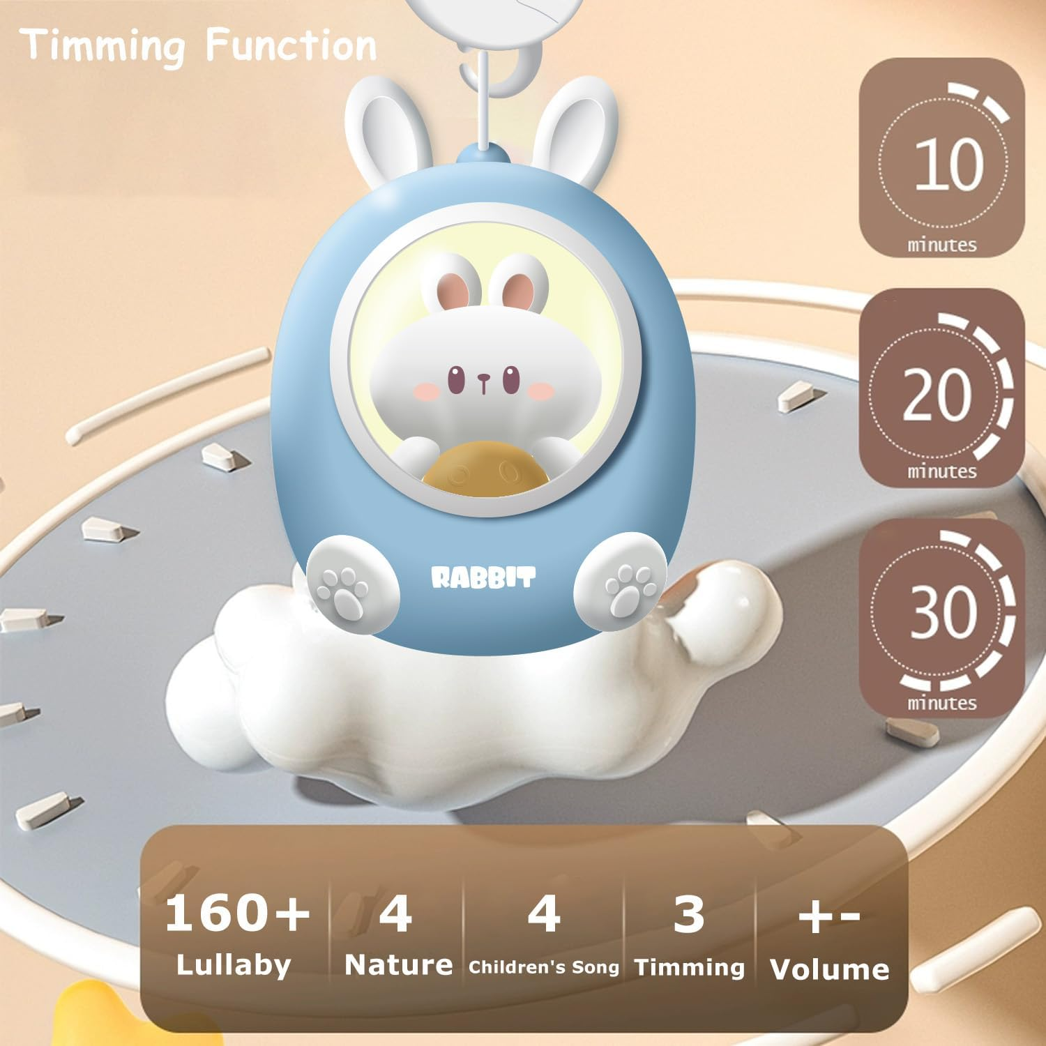 Baby Crib Mobile with Music and Night Light, Mobile for Crib with 360&deg; Rotation, Nursery Bassinet Mobile, Baby Crib Toys for Newborn Infant Boys and Girls(Blue) image number 2