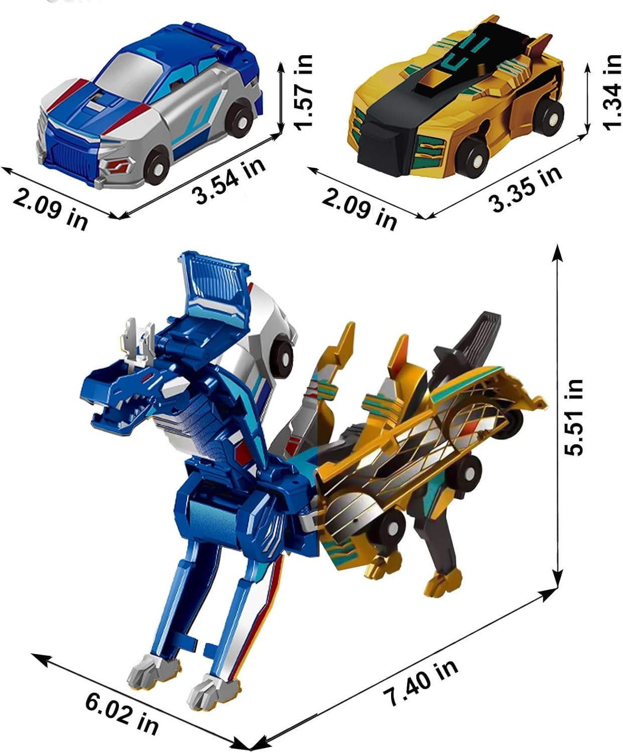 Dinosaur Car Toy into Dinosaurs,Fun - Collision Car Toys for Birthday Christmas Easter Boys & Girls Age 3 4 5 6 7 8 Years (2Pcs) - Blue-2Pcs image number 2