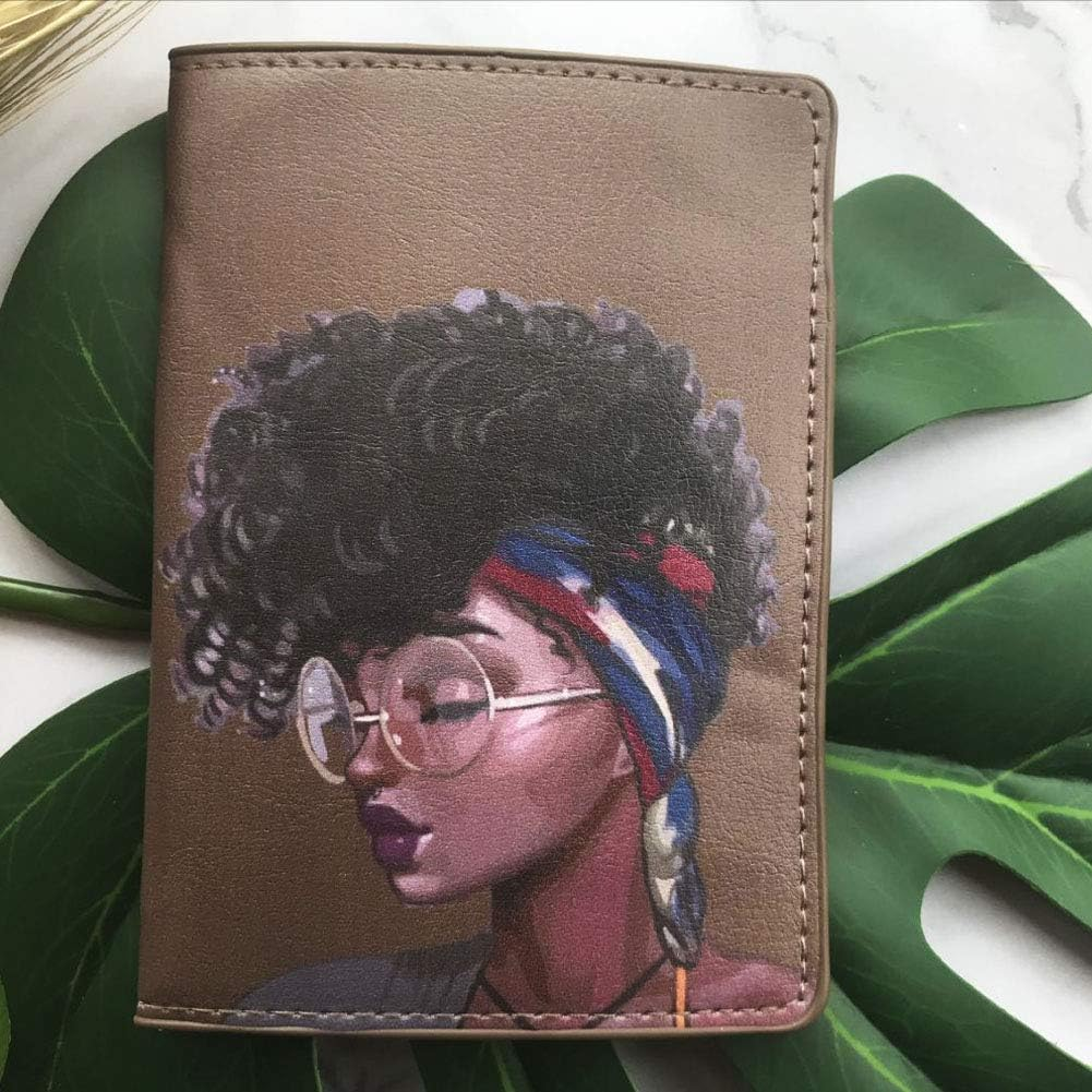 Snogisa African American Women Passport Holder Luggage Tag Set, Travel Wallet Accessories for Women Men (Brown) image number 4