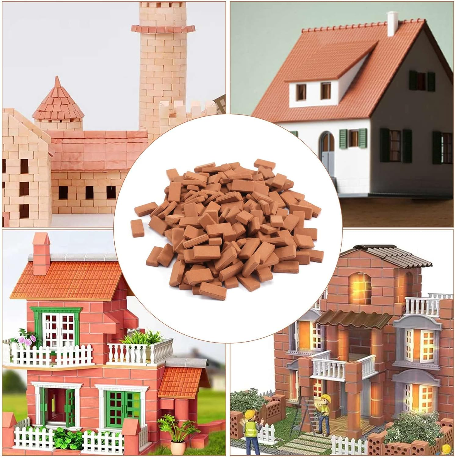 Ceahoify 200 Pieces Mini Bricks for Landscaping Miniature Bricks Brick Wall Small Bricks for Garden Parts,1/35 Scale image number 1