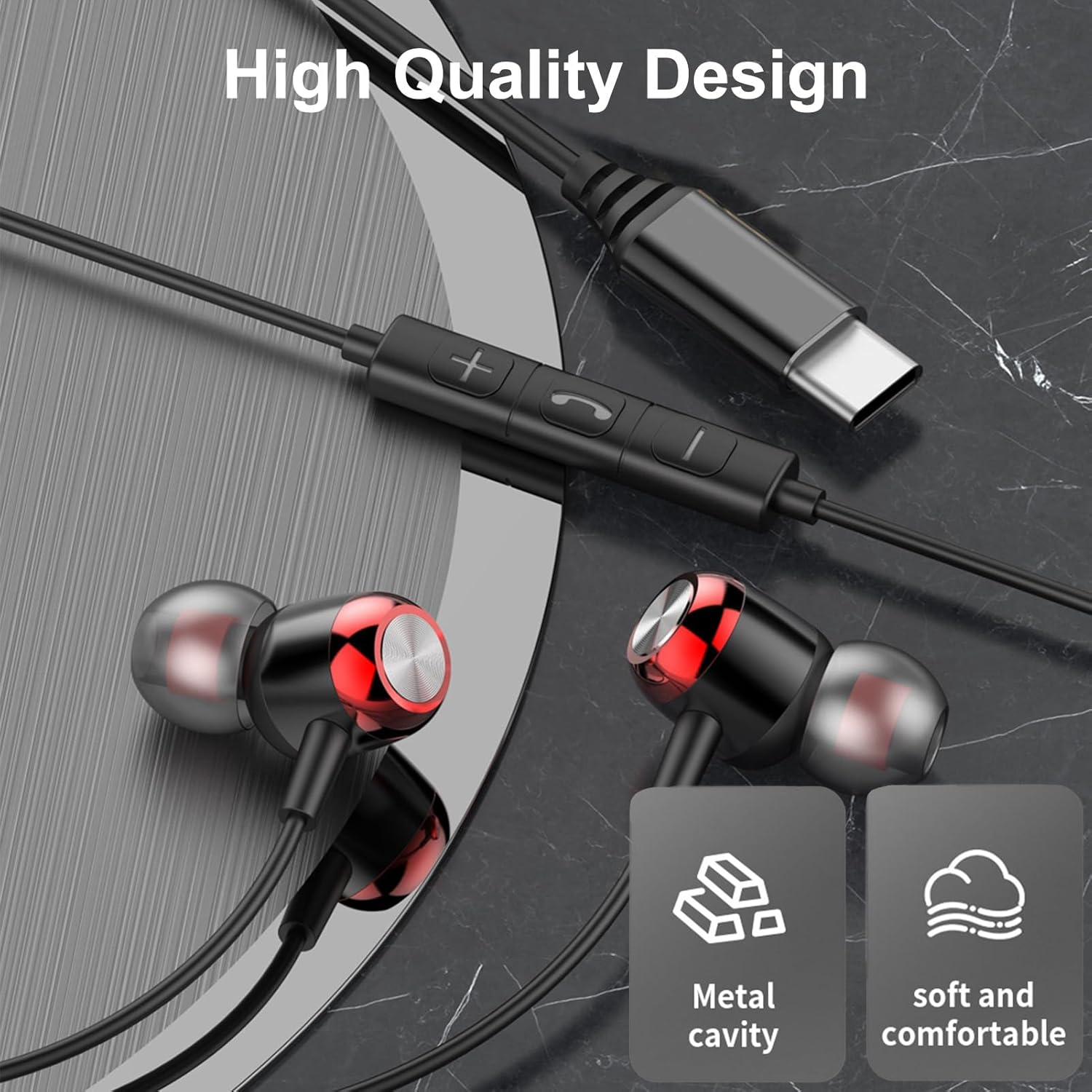 Headphones with Cable USB C Headset for Iphone 17 Pro Max 16 16E 16 plus 15 Pro, In-Ear Headphones Type C Earphones with Microphone for Samsung Galaxy S25 Ultra S24 FE S23 S22 S21 A56 A55 A36 A35 A17 image number 3