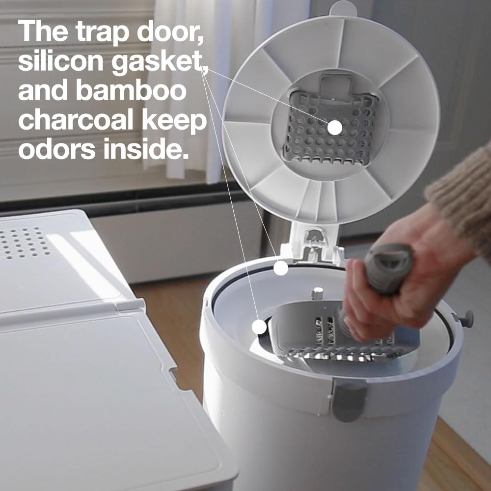 Modkat Litter Keeper - Cat Litter Disposal (Includes Litter Scoop, 2X Bamboo Charcoal Filters, and 10X Recycled Waste Bags (Gray) image number 1