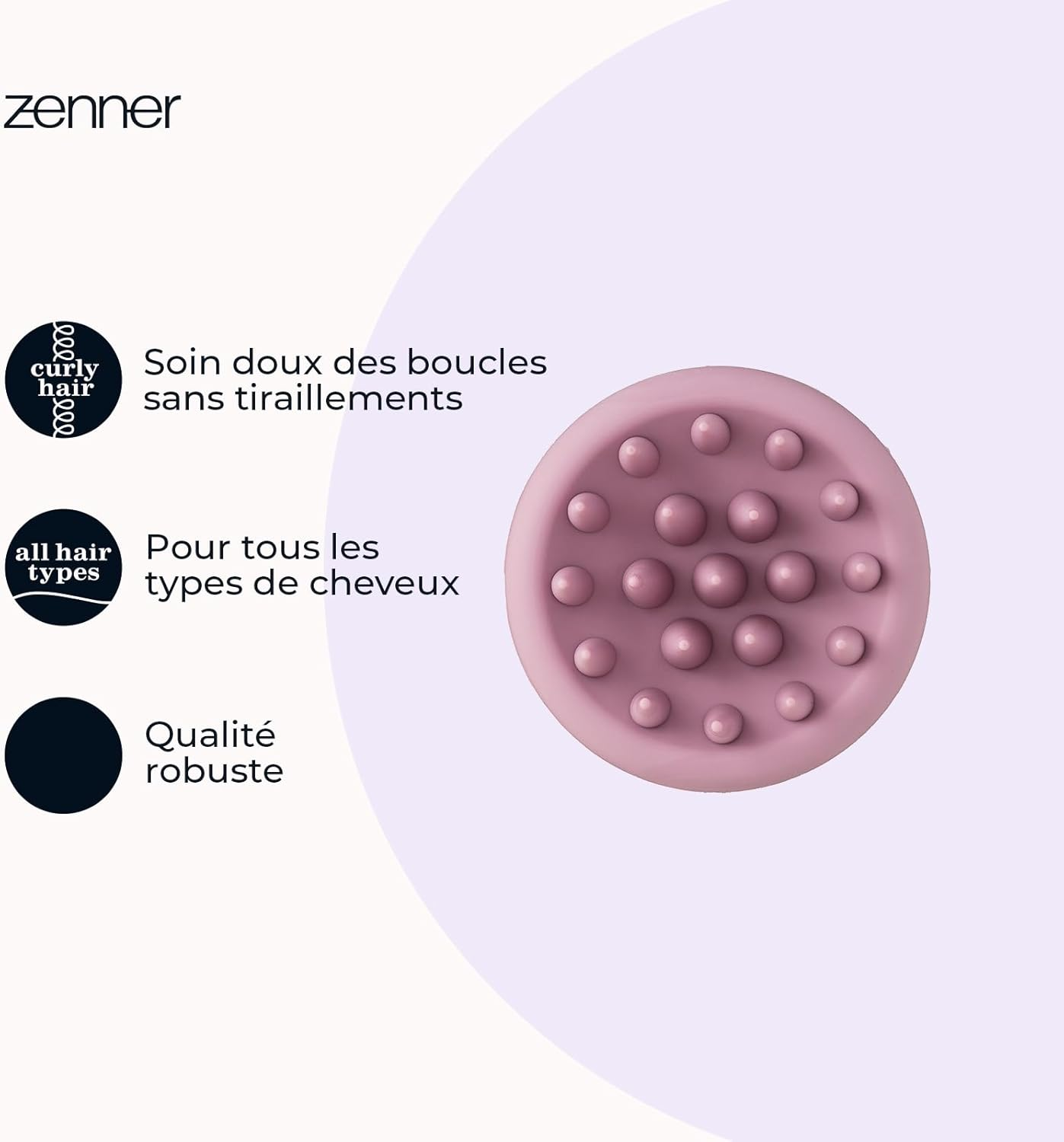 Zenner Hair Brush for Curls - Gentle Scalp Massage, Tangle-Free & Shine Promoting - Ideal for Curly and Straight Hair