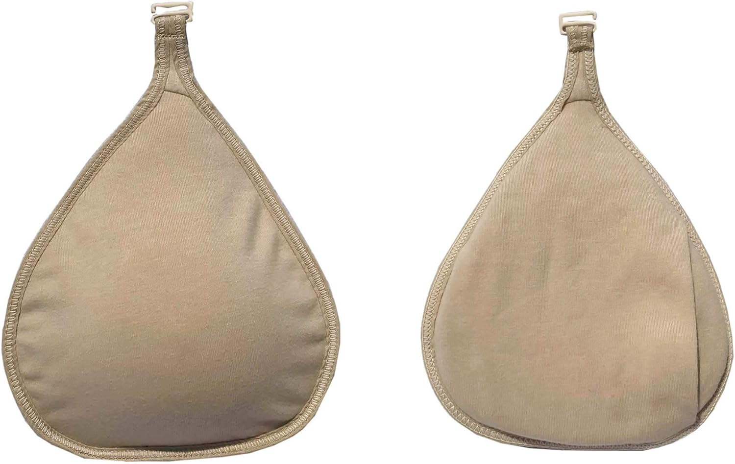 BIMEI 2Pcs Cotton Hook Protect Pocket for Silicone Breast 100% Cotton Protector Sleeve for Breast Cancer (M, Beige &bull;2Pcs Teardrop)