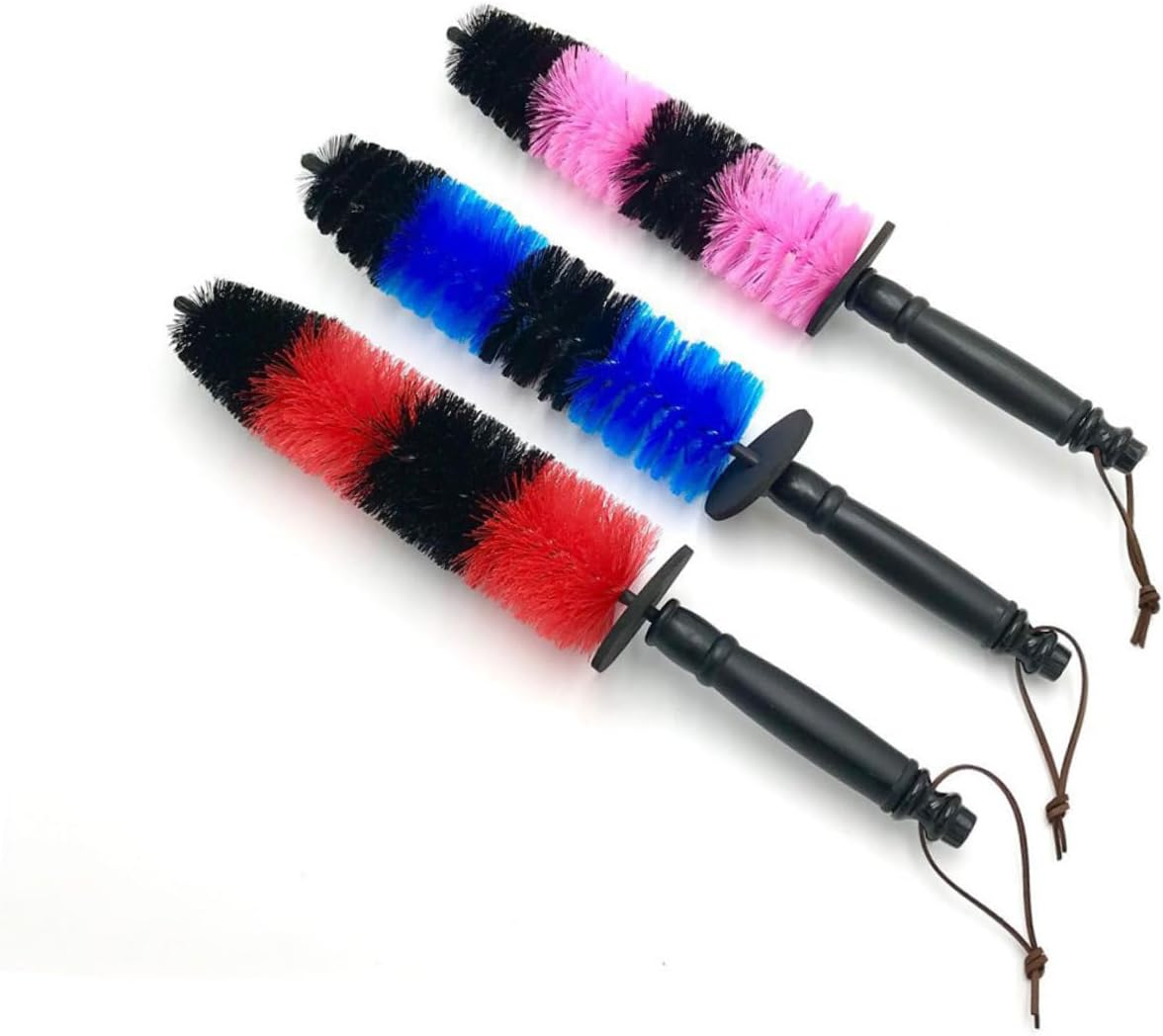 Cabilock 3Pcs Wheel Cleaning Brush Set Red Elastic Bristle, Extended Rim Scrubber for Tire and Wheel Well Care, Car Detailing Tool for Electric and Manual Wash in Automotive Maintenance image number 5