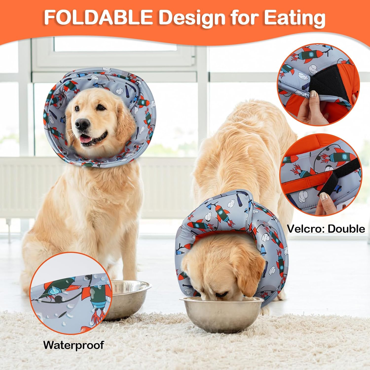 Hjumarayan Dog Collar - Soft Lick Protection Dog Adjustable Dog Collar Lick Protection Waterproof Protective Collar Prevent Injuries or Wounds Licks or Scratches (Red M) image number 7