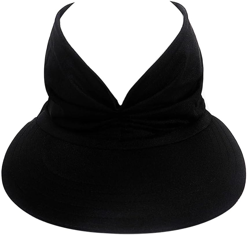 BIGTEDDY Camel Women'S Visor Hat Swimming Cap Beach Pony Tail Sun Wide Brim Summer Sport