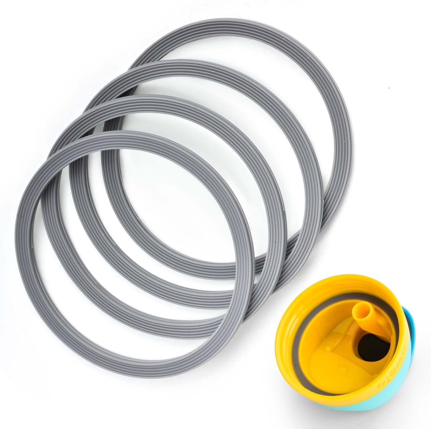 Sankoly 4 Pack Rubber Seal Replacement Compatible with Owala Freesip Water Bottle Top Lid Gasket Water Bottle Replacement Lid Accessories Compatible with Owala Freesip Water Bottle 19/24/25/2/40Oz