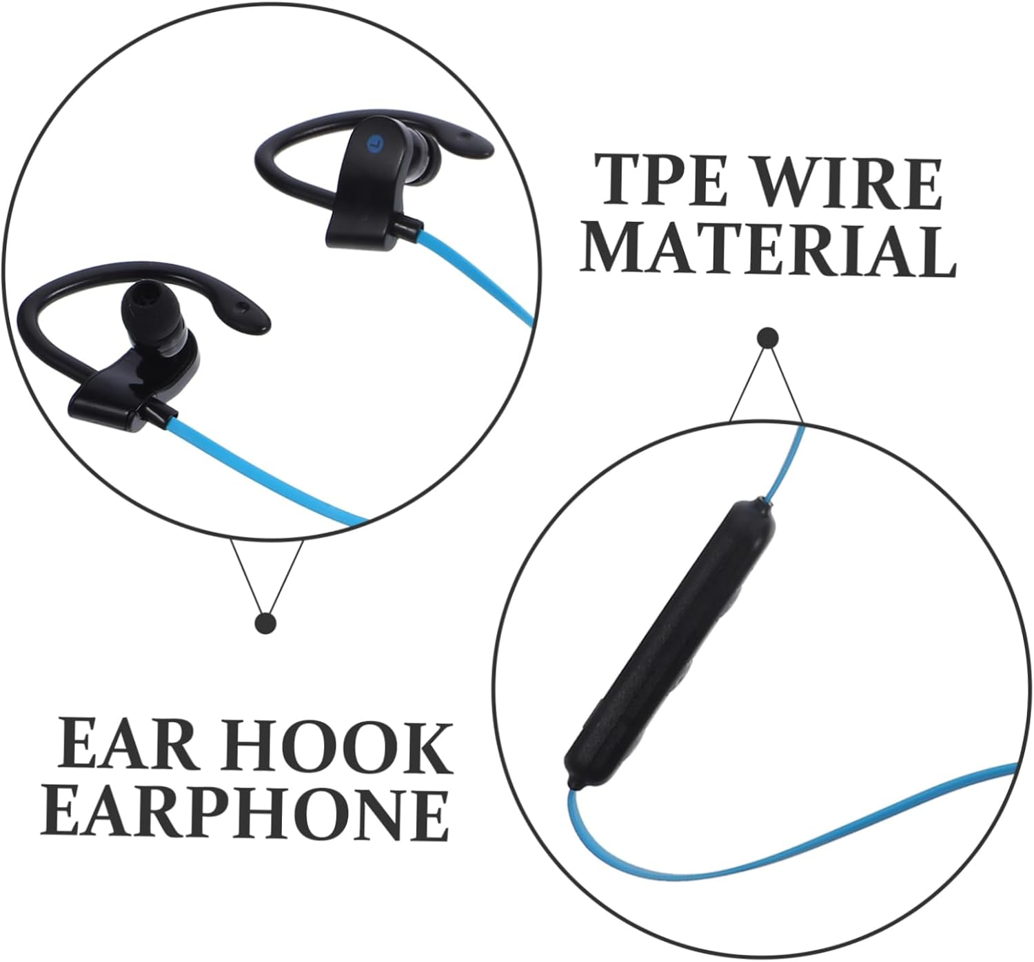 VERDANVERSE Ear Hook Stereo Headphones with Microphone Wired Earphones for Sports and Phone Calls Universal Fit Black and Navy image number 2