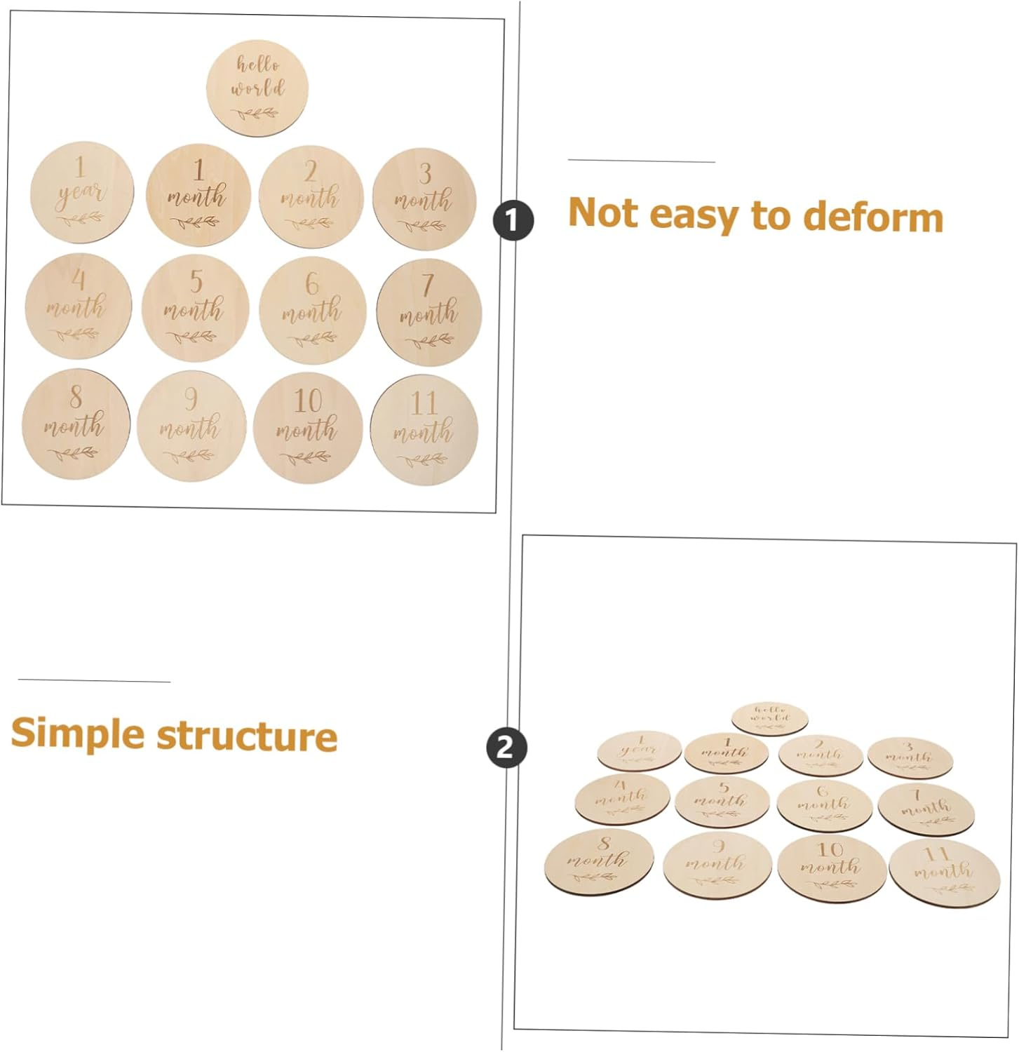 Toddmomy 13Pcs Baby Monthly Cards and Growth Commemorative Cards for Infant Photography Wooden Baby Announcement Milestone Set for Newborns and Toddlers image number 1