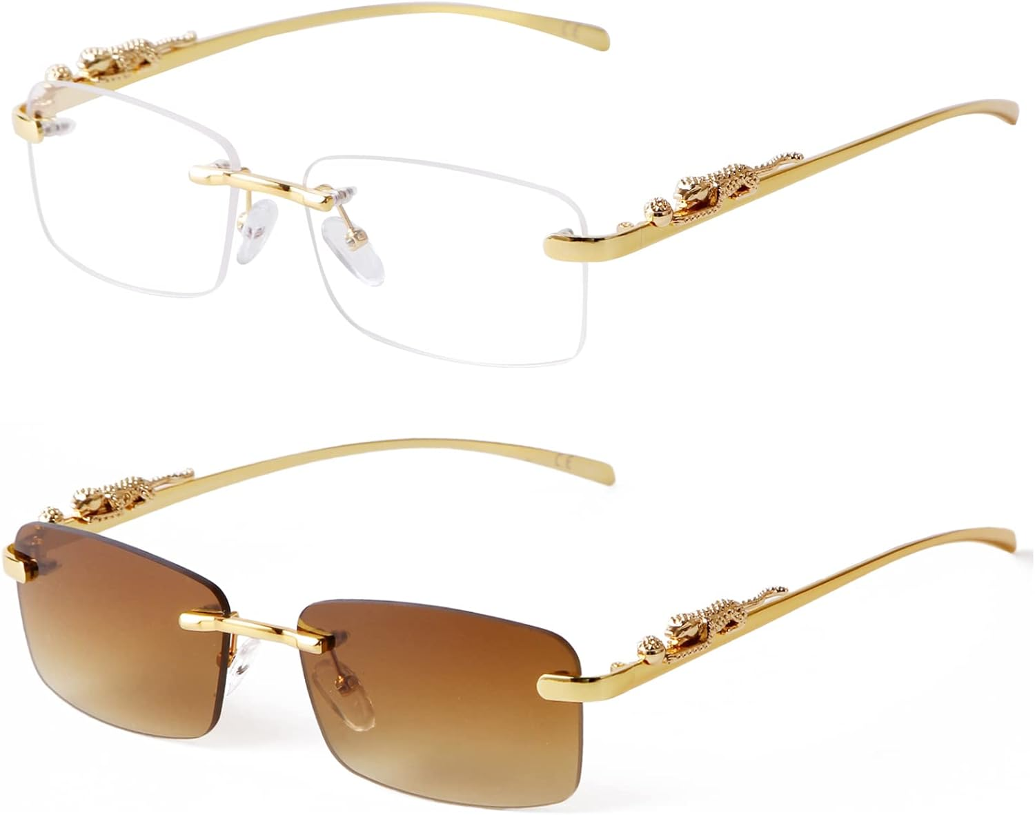 Sdinm Small Narrow Rimless Sunglasses Fashion Frameless Rectangle Tinted Lens Eyewear 90S Glasses for Women Men