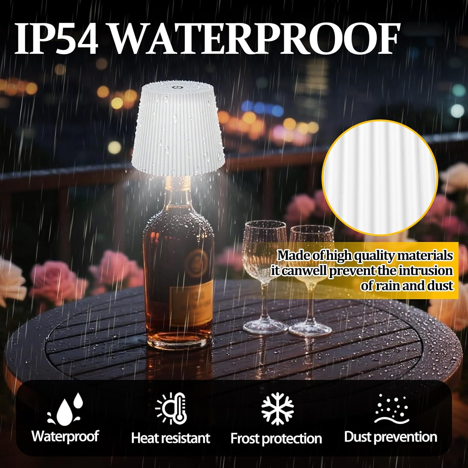 Bottle Lamp Attachment LED Rechargeable, 3 Adjustable Colour Temperature Modes, Touch Bottle Lamp, Protection Class IP54, Wireless USB Rechargeable Table Lamps, for Restaurant, Bedroom, Garden, Bar image number 6
