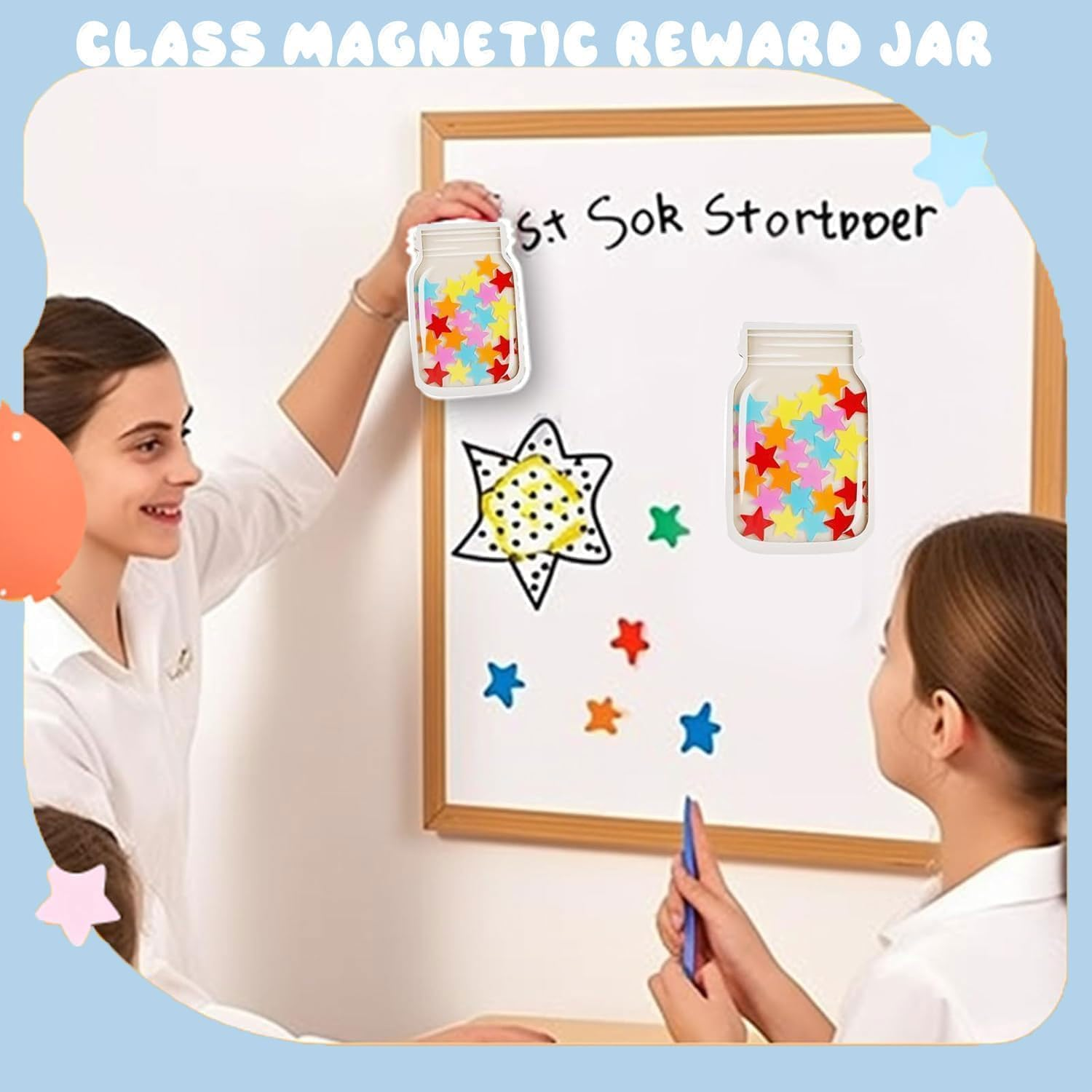 Magnetic Reward Jar, Personalized Reward Jar Positive Behavior Jar,Classroom Reward Jar for Kids, Magnetic Reward Jar for Classroom Bulletin Board,Smiling image number 3