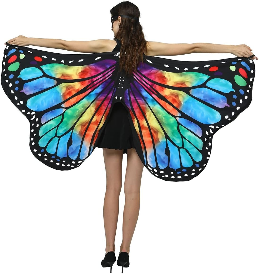 Costume Bay Woman'S Soft Fabric Multicolour Butterfly Wings Cape Scarf Wrap Printing Shawl Butterfly Fairy Ladies Halloween Dress up Cape Ladies Costume Accessory